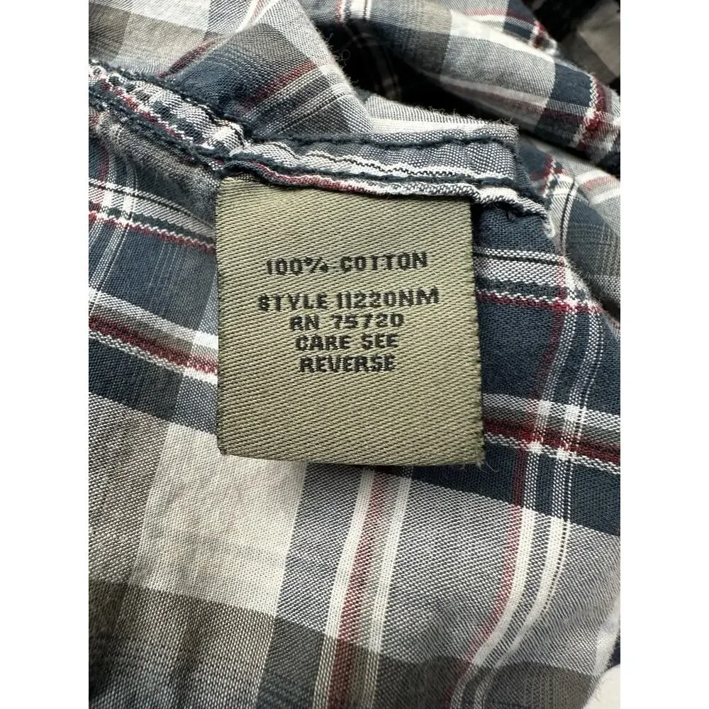 Used BKE Men's Slim Fit Western Pearl Snap Shirt Plaid Large Cotton